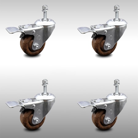 Service Caster 3 Inch SS High Temp Glass Filled Nylon 10mm Stem Caster Set Total Lock Brake SCC-SSTSTTL20S314-GFNSHT-M1015-4